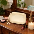 thumbnail image 1 of Taicans Makeup Pouch 9.45x5.51x2.36in Beige Nylon Mesh Transparent Zipper Bag,Travel Toiletry Organizer for Cosmetics,Jewelry,Small Items,Lightweight Storage Pouch, 1 of 6
