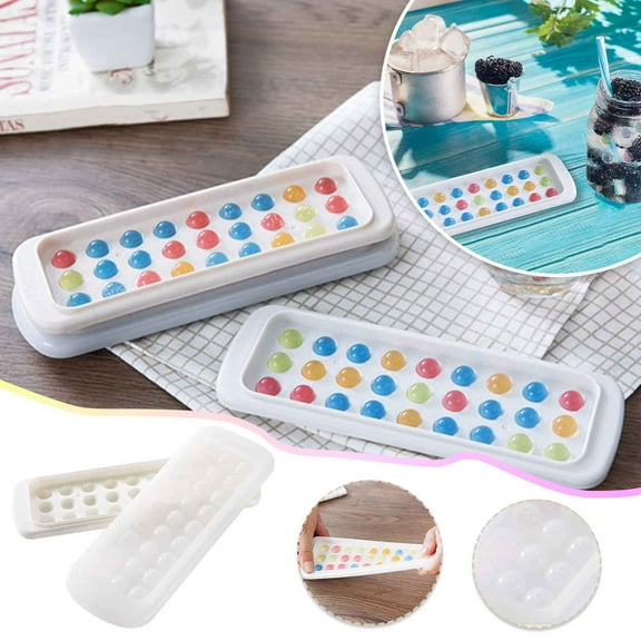 Taicans Mini Ice Cube Trays,Small Tiny Round Pebble Crushed Nugget Ice Trays for Freezer with Lid,27 Sphere Ice Cube Tray - Chilling Drinks Coffee Juice,Reusable Ice Cubes for Ice Bucket,White