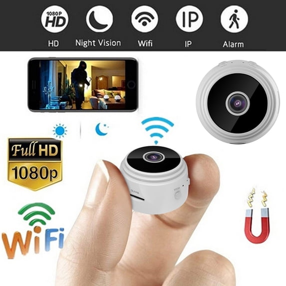Taicans Mini Wireless Security Camera,Home Security Camera Wireless WIFI Mini Indoor Surveillance Camera with Night Vision 1080 HD Video Recording Wide Angle White