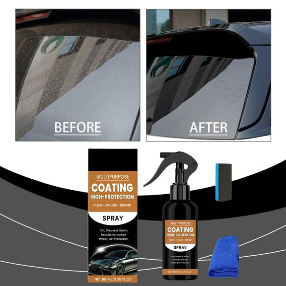 Taicans Multipurpose Car Coating Spray - High Protection,Scratch Repair,Hydrophobic Protection,Universal 100ml,Includes Sponge & Microfiber Towel