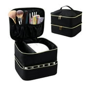 Taicans Nail Polish Organizer Bag,Double-Layer Nail Polish Storage,Gel Nail Polish Bag for Nail Dryer UV Light Carrying Case Holds 30 Bottles Travel Portable Compartment Bag for Manicure Supplies B
