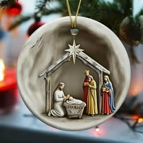 Taicans Nativity Scene Ornaments,Holy Family Resin Ornament,Religious Christmas Hanging Ornament The Birth of Jesus Christian Christmas Decorations for Tree Xmas,3.15in