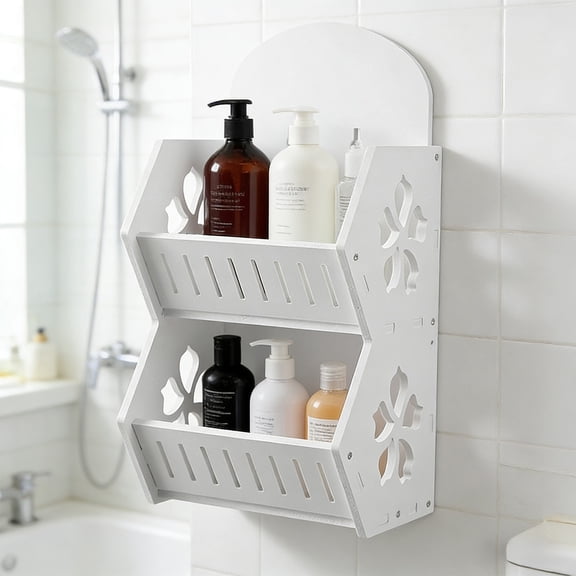 Taicans No-Drill Wall Mounted Shelf,9.8x8.2x6.2in Adhesive Wooden Storage Rack for Bathroom,Kitchen & Bedroom,Single Layer Decorative Organizer for Toiletries and Cosmetics