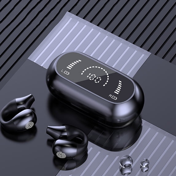 Taicans Open Earbuds,Open-Ear Clip Design,Bluetooth 5.3 Headphones,35H Playtime LED Display Wireless Headset with Noise Reduction Mic for Running Gym Workout office Gaming