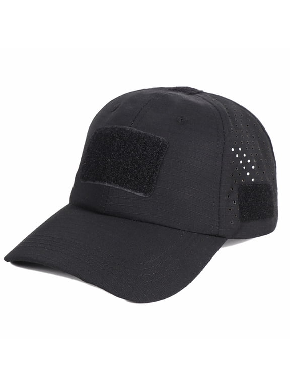 Outdoor Breathable Mesh Sunshade Hat - Lightweight Sports Cap with 3 Hook and Loop Patch Panels for Morale Patches,Quick Dry Tactical Hat with Sunglasses Slot for Hunting Hiking Fishing,Adjustable