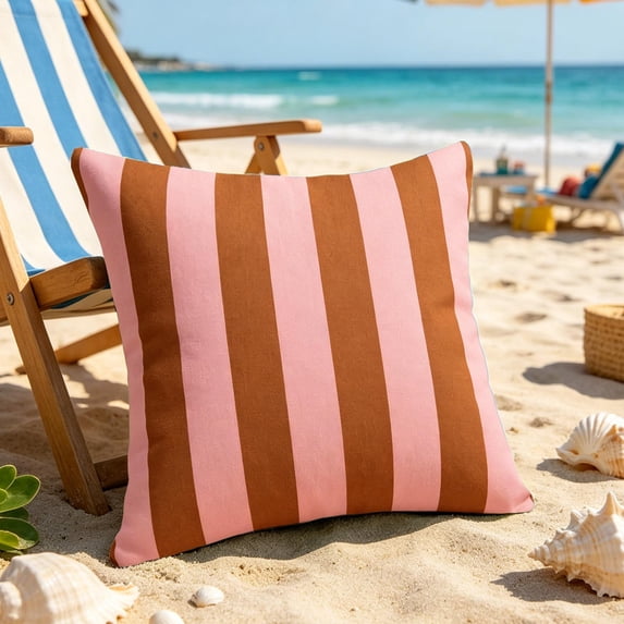 Taicans Outdoor Waterproof Pillow Cover 18x18 Inch – Geometric Stripe Patterns for Home Sofa Chair Cushion,Nylon Spandex Simple Design,Indoor Yard Balcony Decor,1pc