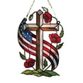 thumbnail image 1 of Taicans Patriotic Sun Catchers Us Flag Cross,Stained Glass Window Hanging,Blue,White Red National Flag Pattern Sun Catchers Window Hangings Decor - 4th of July Decorations Gifts for Veteran,6In, 1 of 3