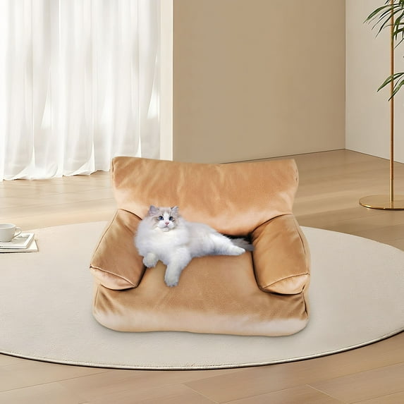 Taicans Pet Couch Bed,Vintage Cat Dog Faux Leather Sofa with Non-Slip Bottom for Small Dogs Cats Coffee