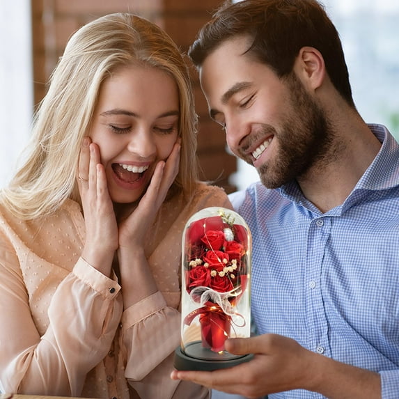 Taicans Preserved Flowers Bouquet for Her,forever Real Preserved Roses in Glass Dome,forever Flowers Fresh Bouquet Mothers Day Birthday Gifts for Mom Preserved Rose Gifts for Women Wife Girlfriend