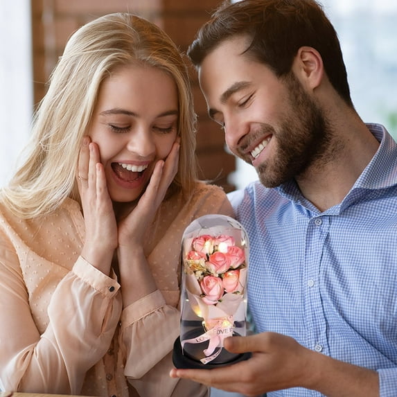 Taicans Preserved Flowers Bouquet for Her,forever Real Preserved Roses in Glass Dome,forever Flowers Fresh Bouquet Mothers Day Birthday Gifts for Mom Preserved Rose Gifts for Women Wife Girlfriend