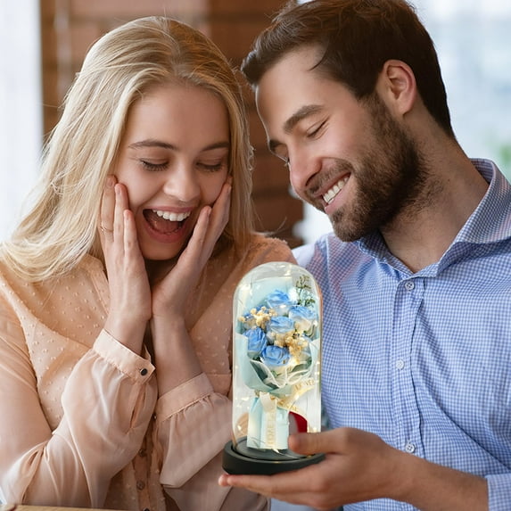 Taicans Preserved Flowers Bouquet for Her,forever Real Preserved Roses in Glass Dome,forever Flowers Fresh Bouquet Mothers Day Birthday Gifts for Mom Preserved Rose Gifts for Women Wife Girlfriend