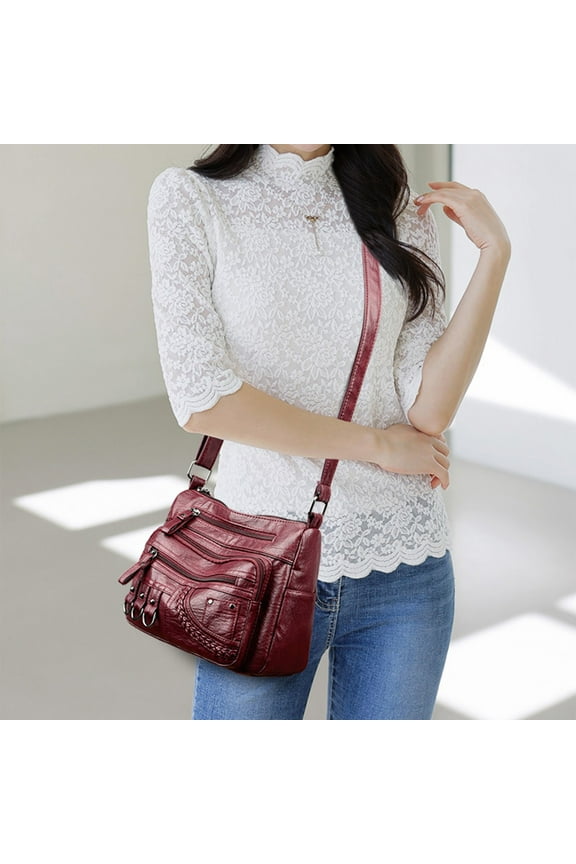 Purses for Women Soft PU Leather Shoulder Bag Ladies Crossbody Purse and handbags Lightweight Pocketbook,Multi Pocket Shoulder Bag with Adjustable Strap,Red