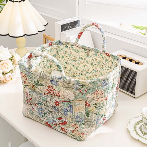 Taicans Quilted Patchwork Tote Bag with Ruffle Pocket,Boho Floral Handbag,Large Cotton Canvas Carryall for Shopping,Beach,Travel,and Home Storage,13x10.2x10.6 Inch