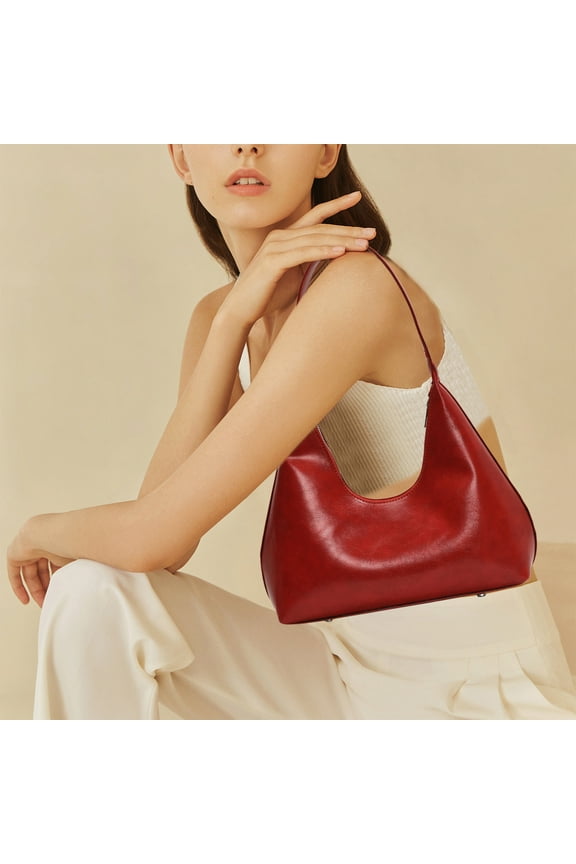 Shoulder Purses for Women Crescent Hobo Bags Trendy Purses,Leather Hobo Bags for Women Small Soft Shoulder Purse Slouchy Tote Handbags,Handbags Retro Clutch Underarm Purse Red