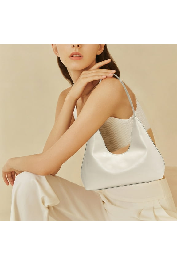 Shoulder Purses for Women Crescent Hobo Bags Trendy Purses,Leather Hobo Bags for Women Small Soft Shoulder Purse Slouchy Tote Handbags,Handbags Retro Clutch Underarm Purse White