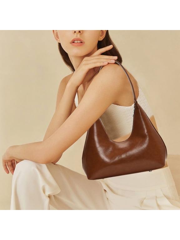 Taicans Shoulder Purses for Women Crescent Hobo Bags Trendy Purses,Leather Hobo Bags for Women Small Soft Shoulder Purse Slouchy Tote Handbags,Handbags Retro Clutch Underarm Purse Brown
