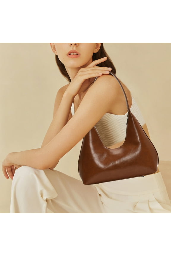 Taicans Shoulder Purses for Women Crescent Hobo Bags Trendy Purses,Leather Hobo Bags for Women Small Soft Shoulder Purse Slouchy Tote Handbags,Handbags Retro Clutch Underarm Purse Brown