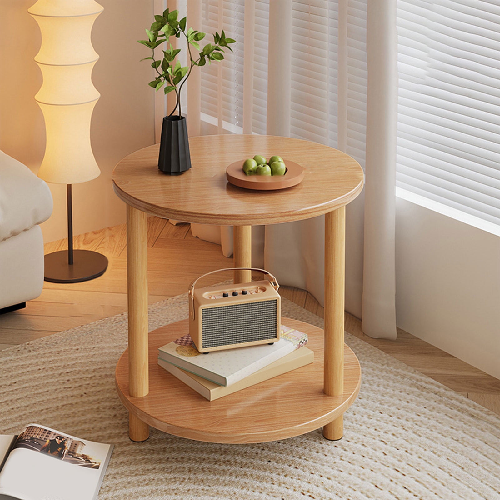 Taicans Small Round 2 Tier Wooden Side End Table,Round End Table ...