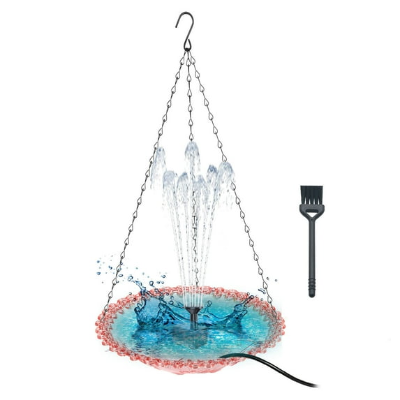 Taicans Solar Birdbath Fountain with 4 Nozzles,USB/Solar Powered,Lightweight Outdoor Garden Decor for Patio,Water Spray Effect to Attract Birds (9.25in)