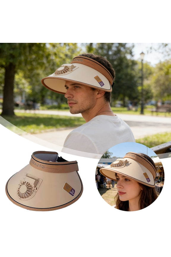 Solar Fan Hat UPF 50+ Sun Protection USB Rechargeable 3 Speed Fan 360 Rotating Brim Breathable Open-Top Lightweight Foldable Baseball Cap for Fishing Hiking Beach Outdoor