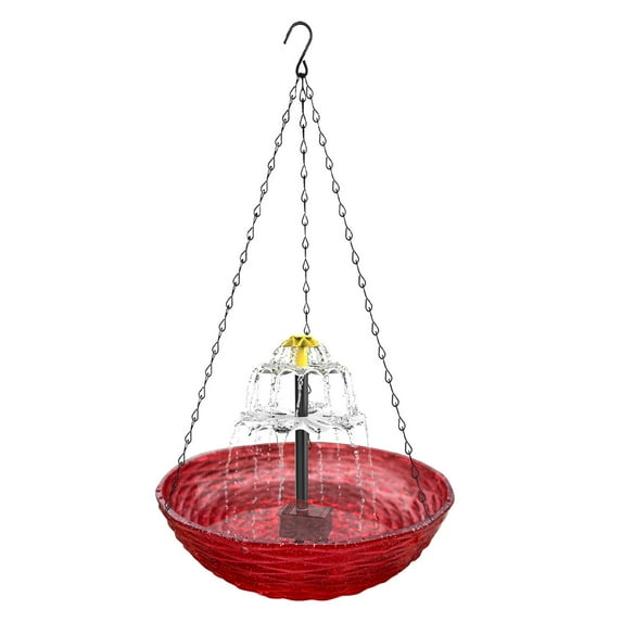 Taicans Solar Powered Bird Bath with Water Pump,Automatic Circulating Fountain,Hanging Metal Bowl for Outdoor Garden Patio Decor to Attract Wild Birds (Solar Panel Included)