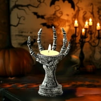 Taicans Spooky Halloween Ghost Claw Candlestick Holder - 6.93in Silver Resin Candle Holder for Party,Gothic Table Decor,Scary Centerpiece,Witchcraft Home Decoration