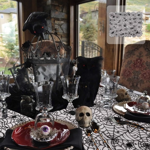 Taicans Spooky Halloween Tablecloth 53x71 Inch - Gothic Black Table Cover for Kitchen Dining Party Decor | Indoor Outdoor Waterproof Reusable Easy Clean Holiday Decorations