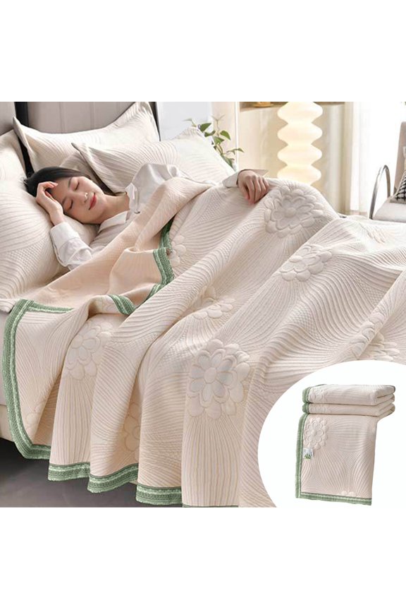 Stone-Washed Bedspreads Ultra-Soft Microfiber Modern Style Quilted Flower Pattern Bedspread Quit,Summer Quilt Lightweight Microfiber Bedspread Queen Size 43"x59" Beige