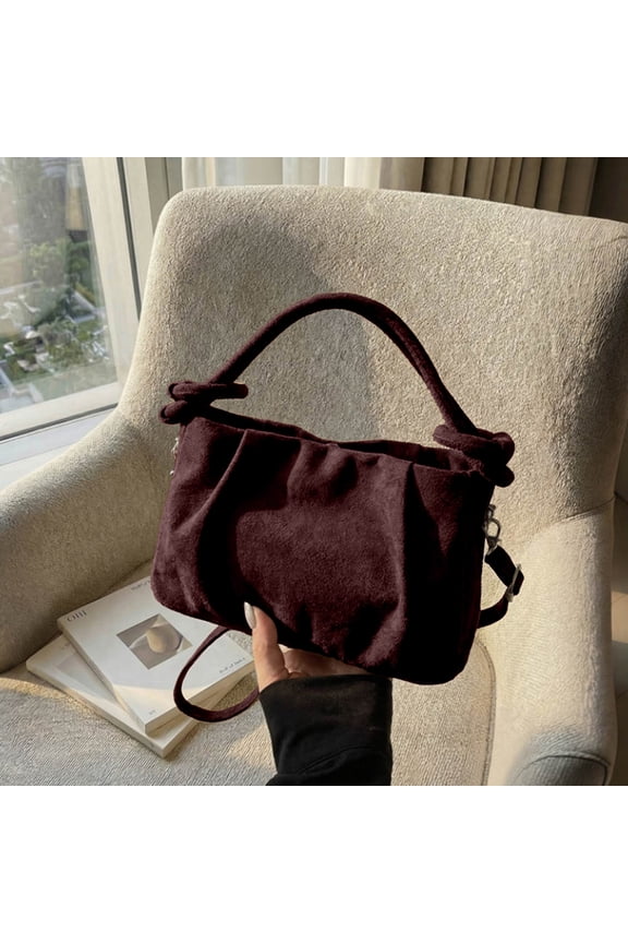 Taicans Suede Handbag for Women,Small Soft Ruched Top Handle Crossbody Bag with Adjustable Strap,Casual Mini Shoulder Purse for Daily,Work,Party & Travel