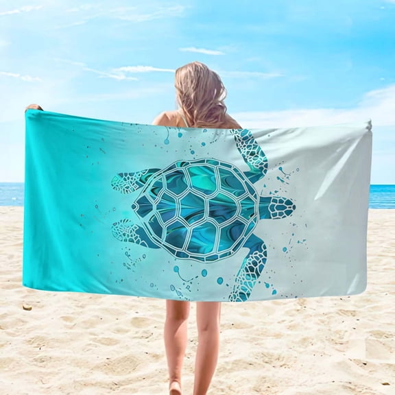 Taicans Turtle Beach Towel,Lightweight Soft Cotton Extra Large Oversized Sand Free Sandproof Absorbent Quick Dry Towels Cloud Bath Pool Travel Compact Essentials Accessories for Adult 29.5x59 in A