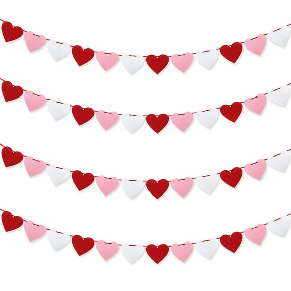 Taicans Valentine's Day Banner Decorations - Heart Shaped Paper Bunting Flags Garland for Party,Wedding,Baby Shower Home Wall Decor,Romantic Holiday Decorations