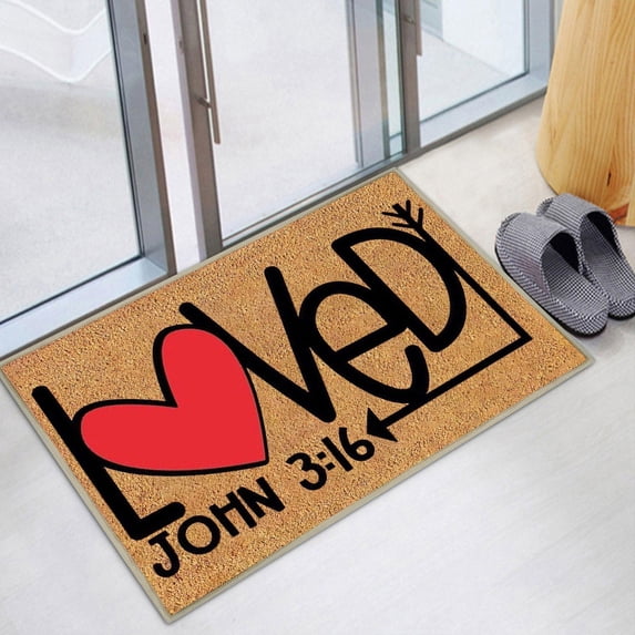 Taicans Valentines Door Mat Coir,23.6X15.7in Valentines Day Decor Floor Mats Rugs for Bedroom Valentine's Day Decoration Door Mat Antislip Indoor Outdoor Front Door Bathroom Entrance Mat Carpet