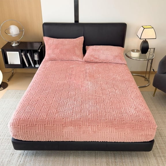 Taicans Velvet Fitted Sheet Twin Size,Winter Plush Fleece Lined Heavyweight Bed Cover,Non Slip Thermal Mattress Protector with Soft Skin-Friendly Feel,Easy Care Fade Resistant,47x78.7in