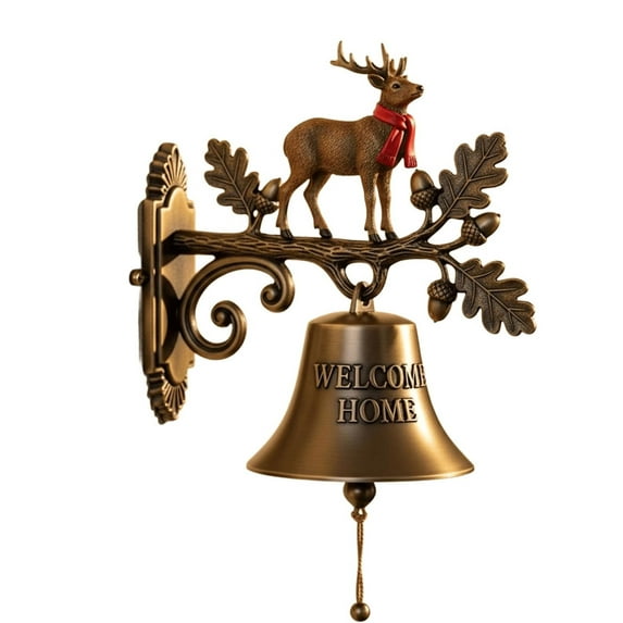 Taicans Vintage Christmas Hanging Dinner Bell - Outdoor/Indoor Decorative Cast Iron Farm Bell with Rustic Wall Mount,Festive Holiday Cowbell for Porch,Garden,Ranch - Weather Resistant