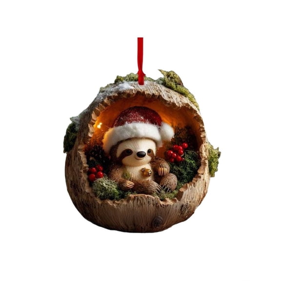 Taicans Warm Cozy forest Animal Christmas Ornament - Acrylic Sloth House Ornament,Rustic Woodland Holiday Decorations,Unique Handmade Gift for Christmas Tree | Christmas Stocking Stuffers