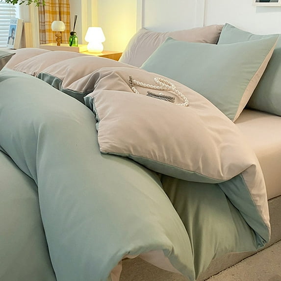 Taicans Washed Cotton Duvet Cover Set - Petal Pink Minimalist Cotton Duvet Cover Linen Feel Duvet Cover for All Seasons - Plain Simple Bedding,Includes 1 Bed Sheets 1 Duvet Cover & 2 Pillowcase