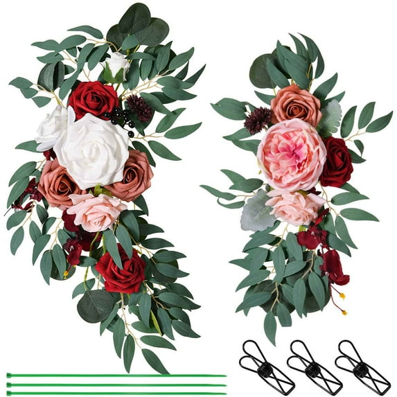 Taicans Wedding Arch Flowers Pack of 2,Artificial Dusty Rose Flowers for Wedding Welcome Signs Decorations and Arch Flower for Wedding Ceremony Reception,A