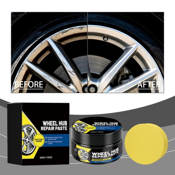 Taicans Wheel Hub Repair Paste 50g Alloy Wheel Scratch Remover for Light Scuffs Curb Rash Oxidation,Restores Shine to Aluminum Chrome Rims,Includes Sponge,Safe for Cars SUVs Trucks