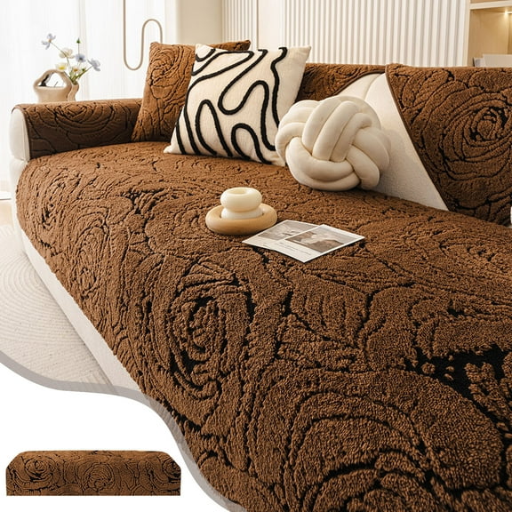 Taicans ‌Winter Vintage Sofa Cover - Thickened Insulated Cushion (35.4x27.6in) - Reversible Couch Cover - Non-Slip Bottom & Washable - Decorative Cushion for Living Room‌