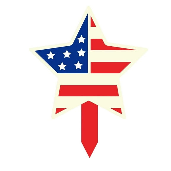 Taicans Wooden Star Barn Garden Stake Memorial Day American Yard Sign Patriotic USA Flag Yard Sign for Planter Pot Walkway Pathway Independence Day Outdoor Decor 4th of July Decoration A