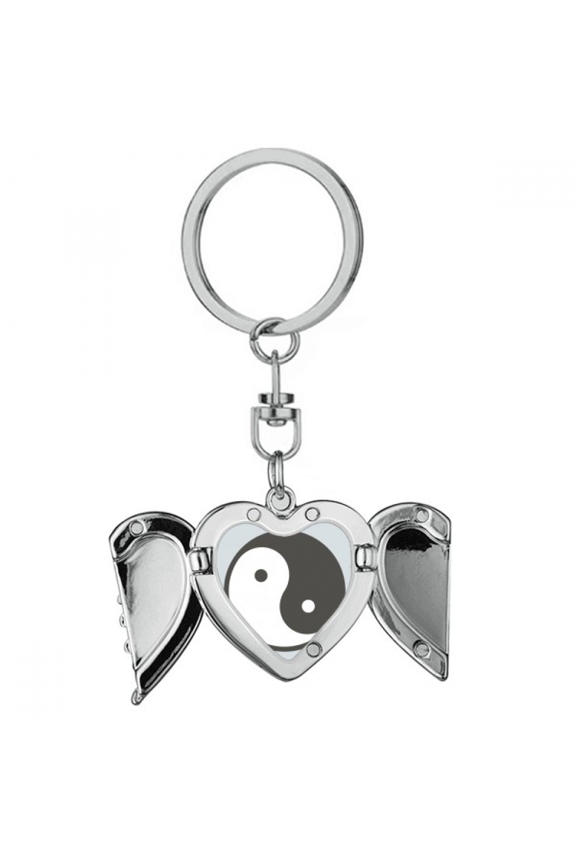 Taichi China Pattern Art Deco Fashion Heart Angel Wing Key Chain Holder