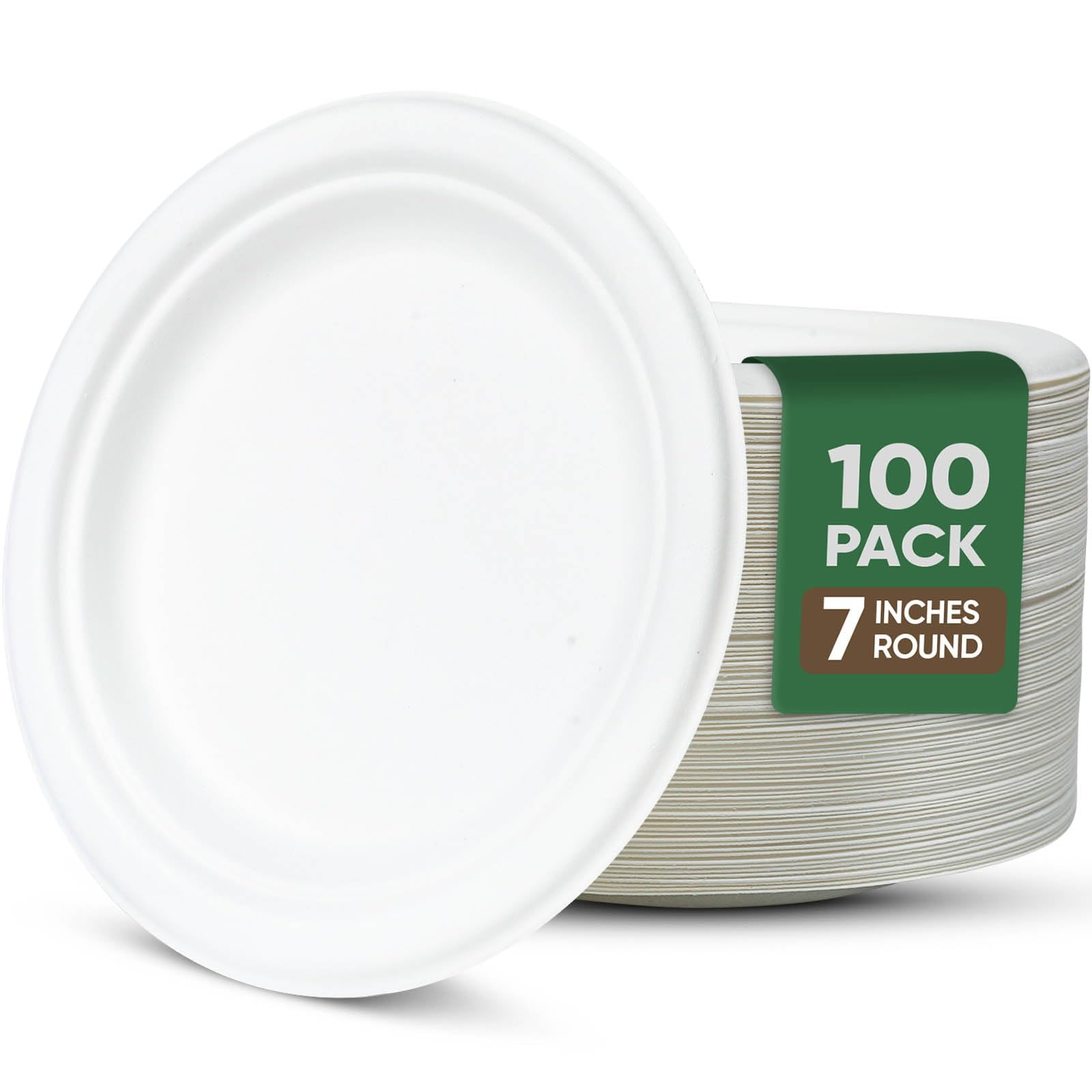 TaidMiao White Paper Plates, MMF7 7 Inch Paper Plates, 100 Pack Paper