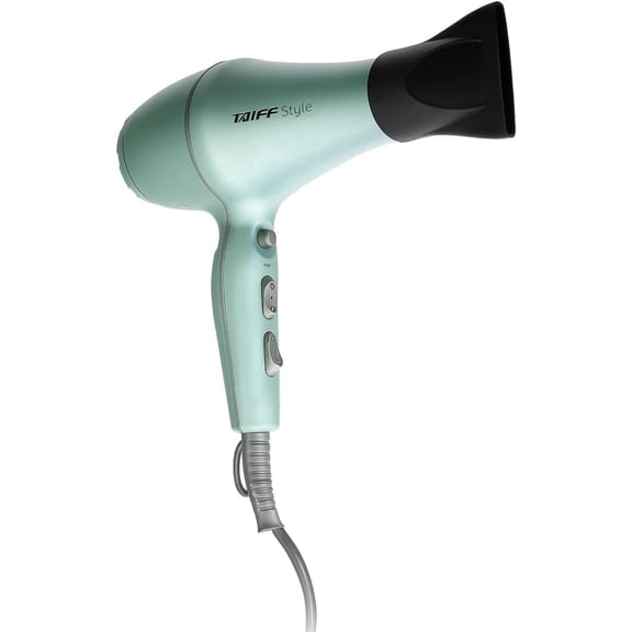 Taiff Style IonSense Professional Hair Dryer | 1875W Ionic Ceramic Blow Dryer with Diffuser | Lightweight Travel Friendly | Dual Voltage - Fast Drying | Green