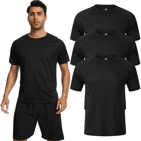 Taigaofy Mens Dry Fit Mesh Athletic Shirts 3 Pack Black 2XL