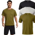 thumbnail image 1 of Taigaofy 3 Pack Men's Athletic Shirts Breathable Basketball Short Sleeve Cool Dry Base Layer Undershirt Running Black Gray Green XL, 1 of 4