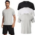 thumbnail image 1 of Taigaofy 3 Pack Men's Athletic Shirts Breathable Basketball Short Sleeve Cool Dry Base Layer Undershirt Running Black White Gray M, 1 of 7