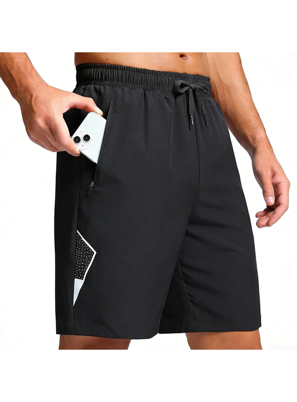 Lightweight Men's Athletic Shorts Quick Dry Moisture-Wicking for Gym Running Training Black L