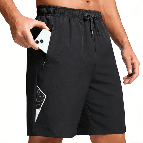 Taigaofy Lightweight Men's Athletic Shorts Quick Dry Moisture-Wicking for Gym Running Training Black L
