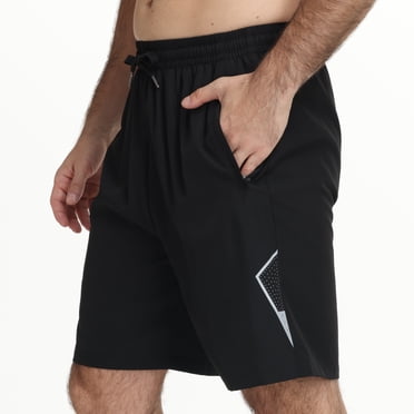 Men's Athletic Shorts Zipper Pockets Quick Dry Lightweight Workout Running Basketball Shorts Black L