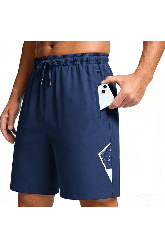 Lightweight Men's Athletic Shorts Quick Dry Moisture-Wicking for Gym Running Training Navy L